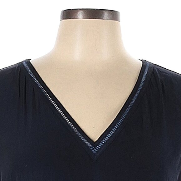Lola & Sophie Size L Short sleeve Navy Blue v neck Blouse with cap sleeve - Picture 2 of 5
